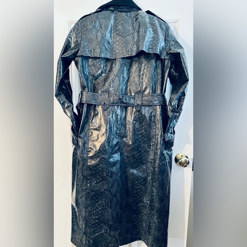 ZARA SURPLS XS City Chic Modern Snake Animal Pattern Wool Bl Belted Trench Coat - Picture 2 of 16